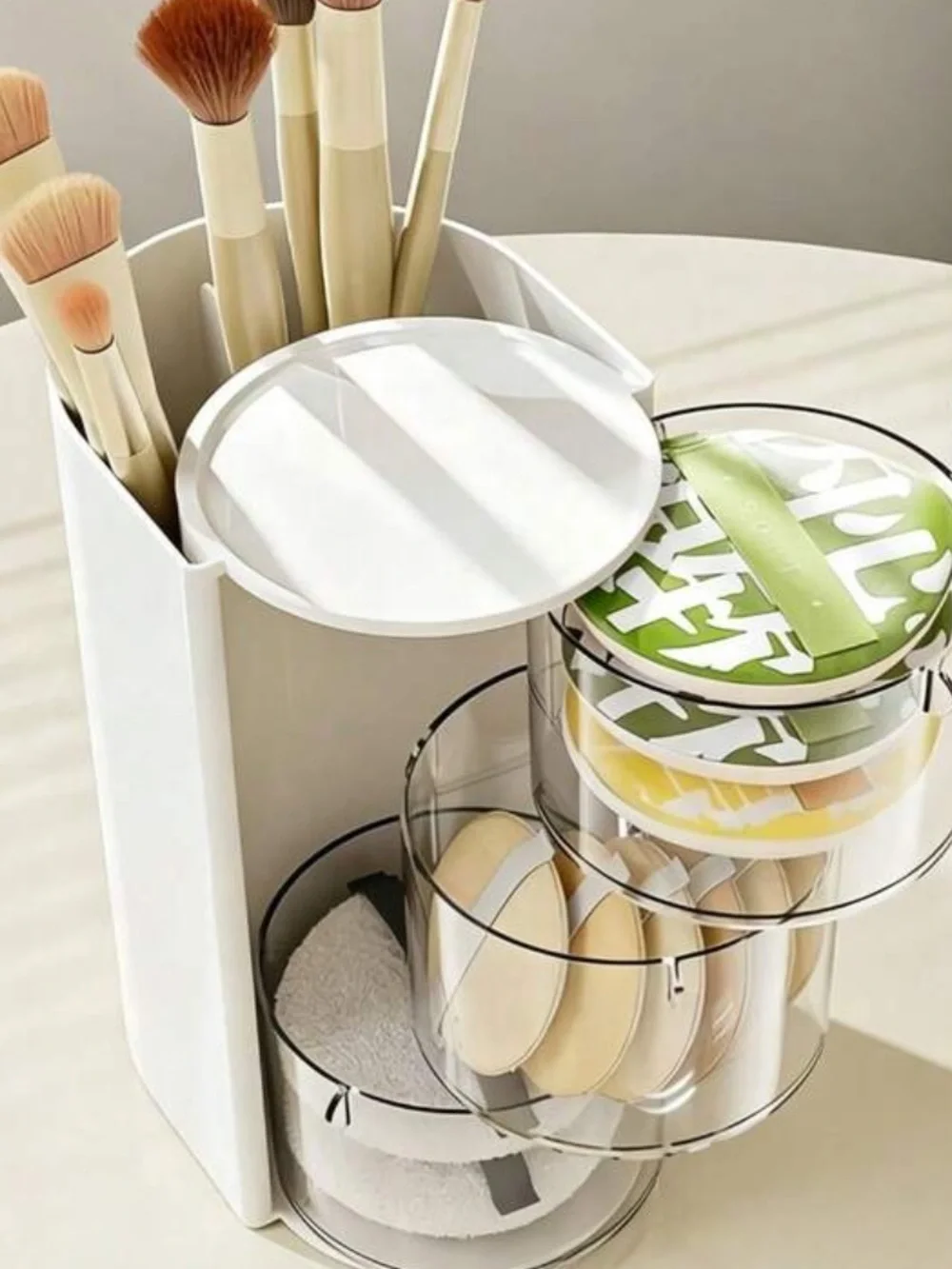 White 3-Tier Cosmetic & Hair Accessory Organizer - Compact Storage Tower